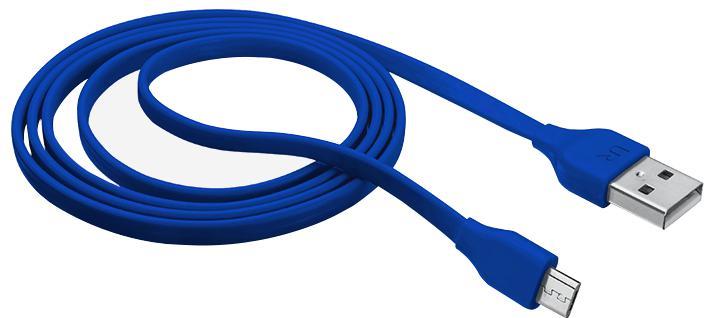 1m Blue Flat Micro USB Cable