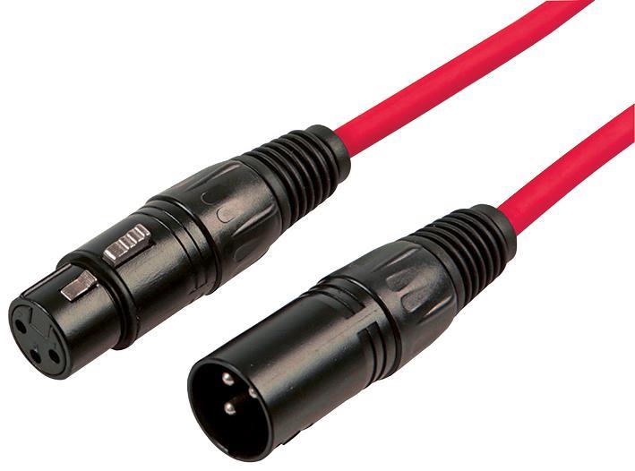 3 Pin XLR Male to Female Patch Lead, 12m Red