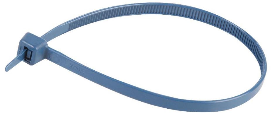 Metal Detactable Cable Ties, 100mm x 2.5mm, Blue, Pack of 100