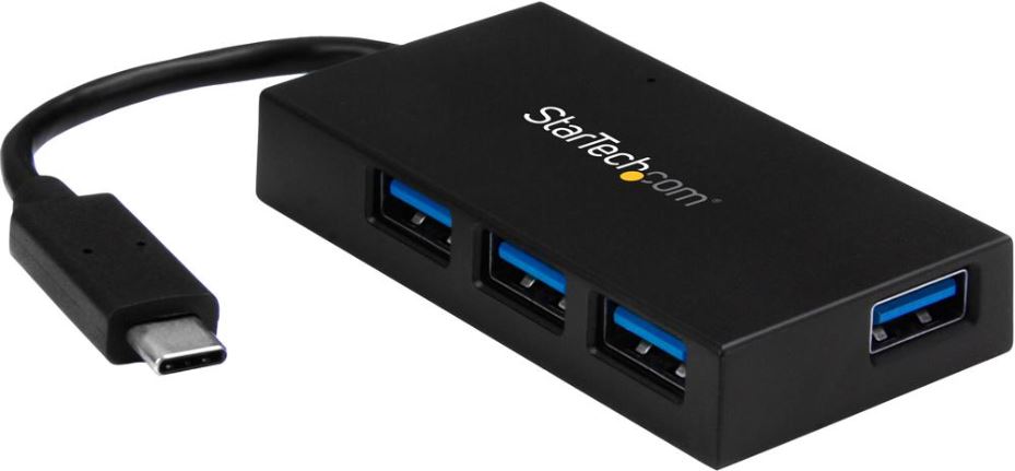 4 Port USB 3.0 Powered Hub, USB-C to 4x USB-A