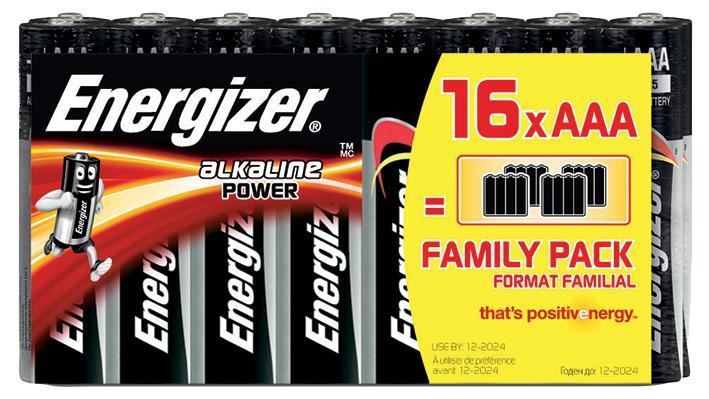 16x Alkaline Power AAA Batteries, Family Pack