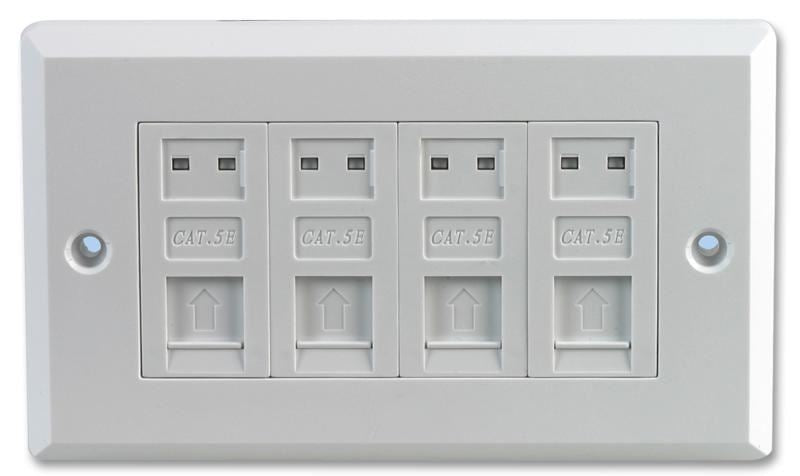 4-Port Cat5e RJ45 Socket Faceplate