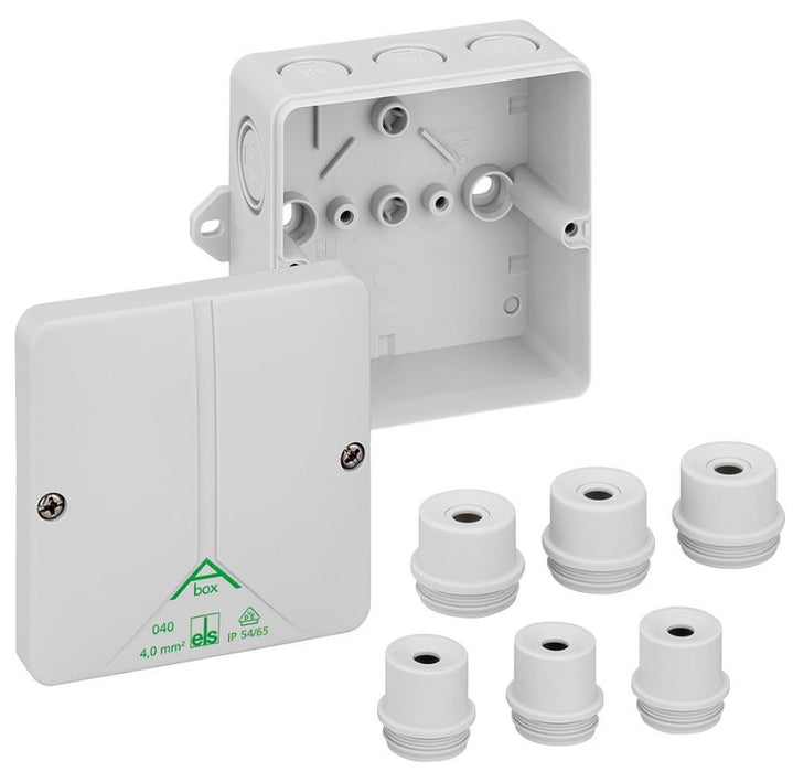 IP65 ABox Polystyrene 8 Entry Junction Box Enclosure with Fixing Lugs - 94x94x56mm