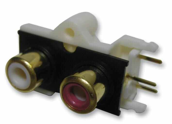 Sockets, 2x Phono, Gold, PCB