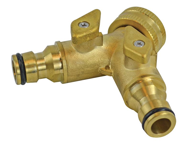 2 Way Shut Off Valve 19mm (3/4in) to 2 x 12.5mm (1/2in)