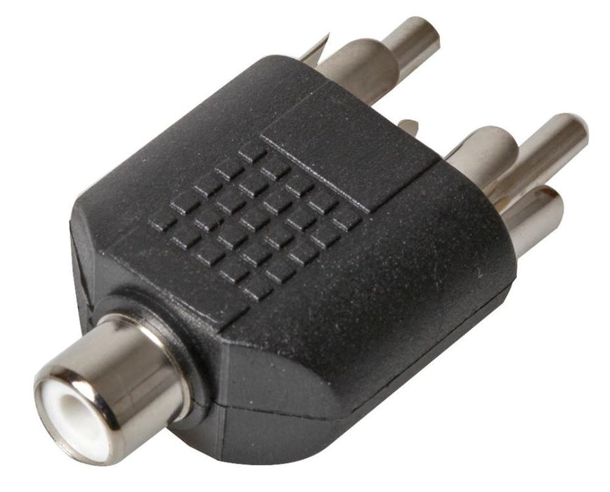 2x RCA Phono Plugs To 1x RCA Phono Socket Adaptor