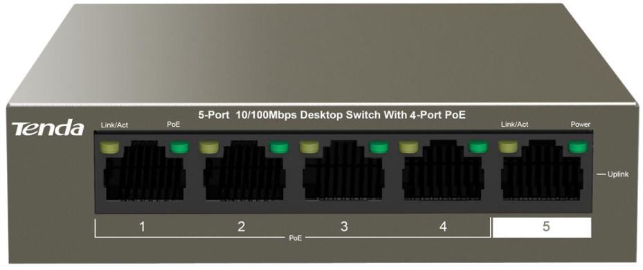 5 Port 10/100 Fast Ethernet Desktop Switch with 4 Port PoE