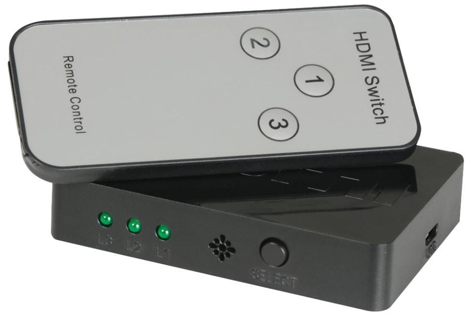 3 Way Compact HDMI Switch, 1080p Full HD 3D