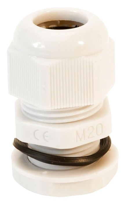 Nylon Dome Headed Cable Gland White 6 - 12mm M20S 10 Pack