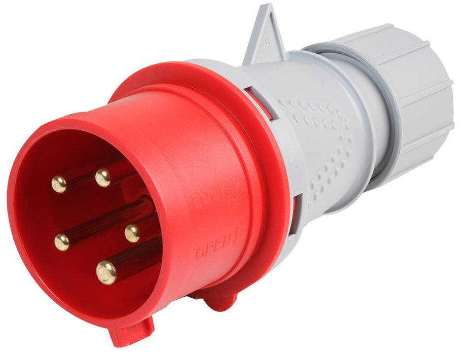 32A, 400V, Cable Mount CEE Plug, 3P+N+E, Red, IP44