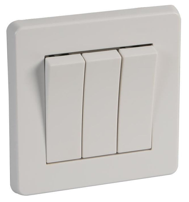 10AX 3 Gang 2 Way Wide Rocker Light Switch, White