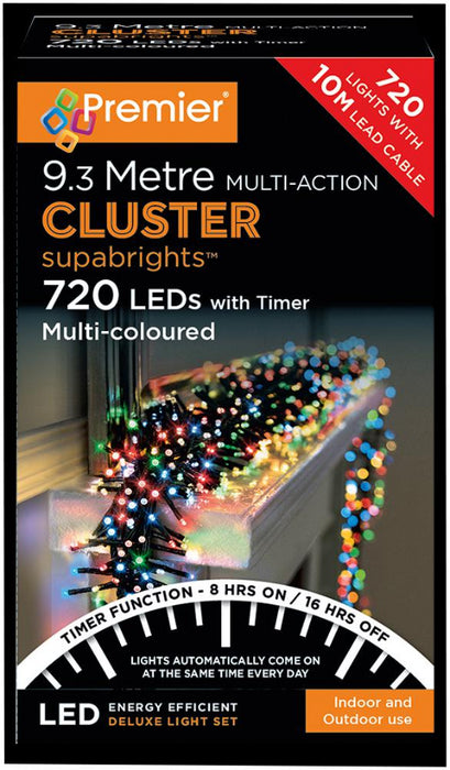 Multi Action Multicolour Cluster Christmas Lights with Timer