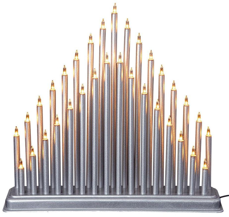 Raraion - 33 Bulb Two-Tier Christmas Candle Bridge, Silver