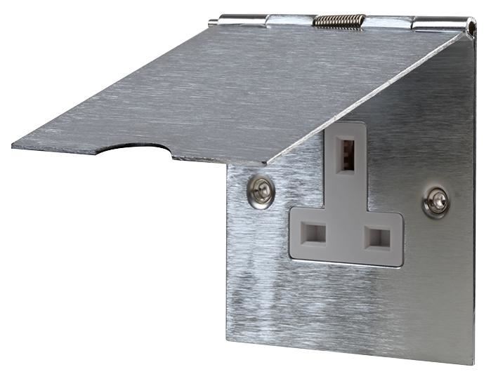 PRO ELEC - 13A Single Floor Socket, Stainless Steel