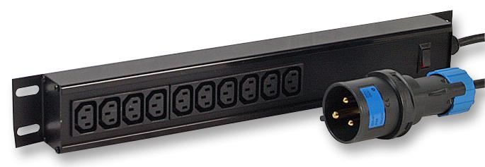 10 Way IEC C13 PDU with 32A Commando Plug - Horizontal Rack Mount