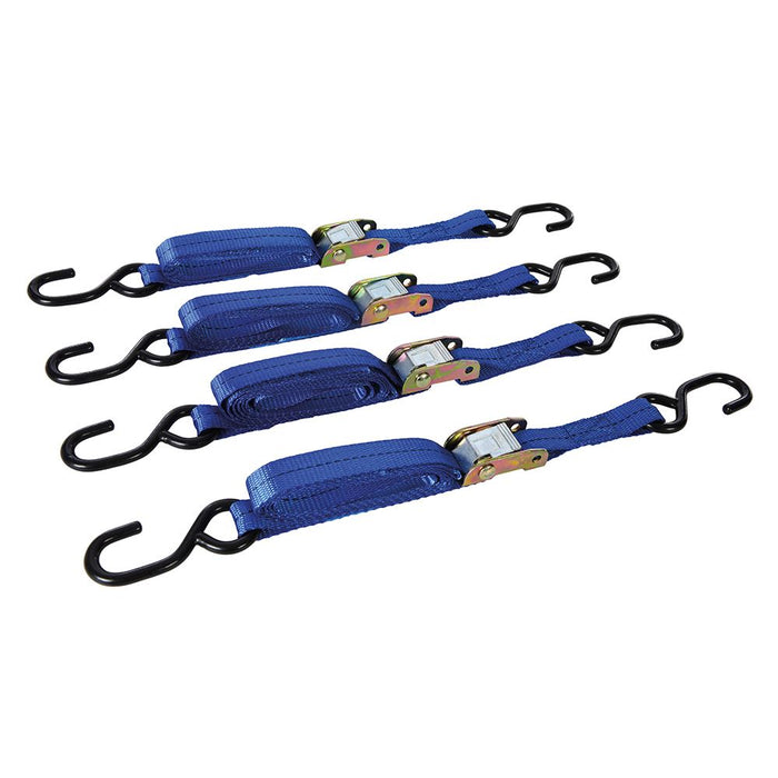 Cam Buckle Tie Down Strap S-Hook 2m x 25mm 4pk