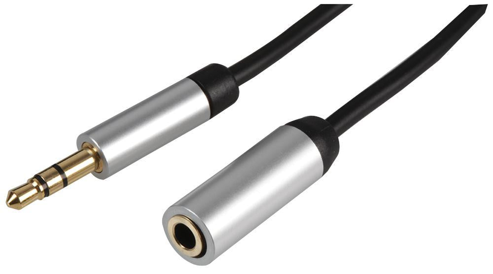 3.5mm Stereo Jack Slim Extension Lead with Aluminium Headshells