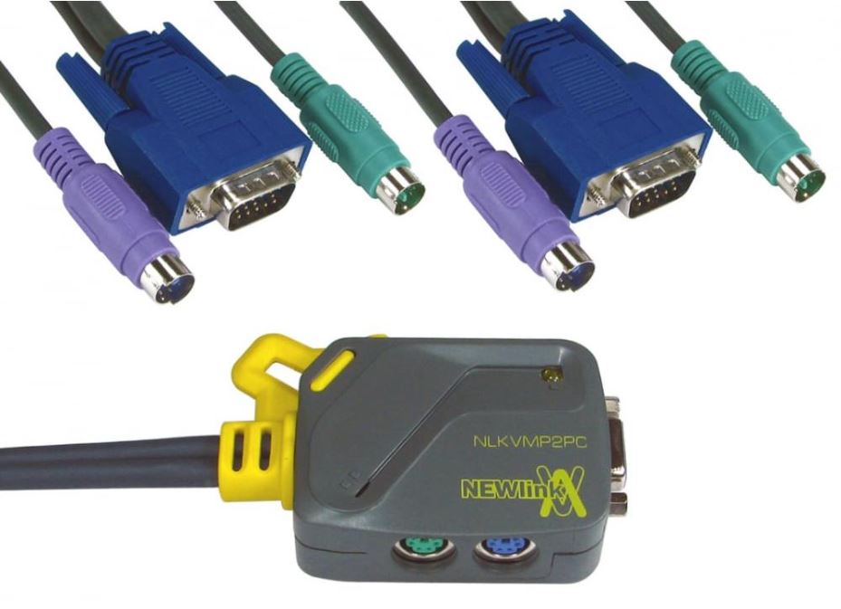 2-Port Mini KVM Switch & Leads