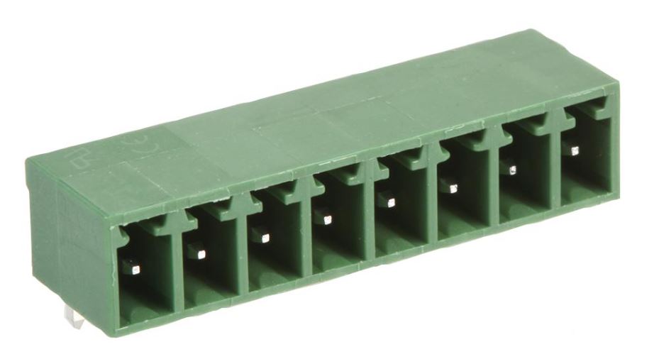 3.81m Pluggable Terminal Block Header, 8 Way, Right Angle, 12A