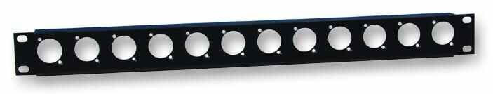 19" Rack Panel with 12 XLR Holes & Tie Bar - 1U