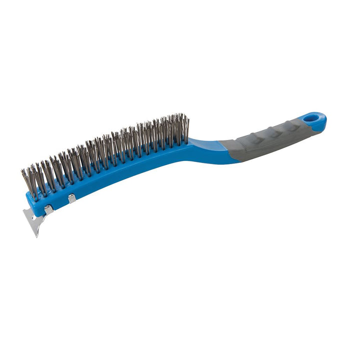 Stainless Steel Wire Brush with Scraper - 3 Row