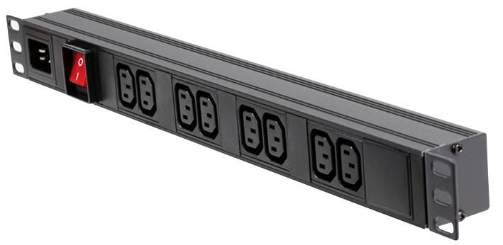 1U 8 Way 10A IEC C13 Sockets to IEC C20 Socket Horizontal PDU