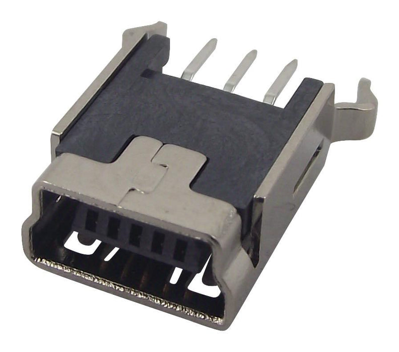 Receptacle, Mini USB Type B, Vertical