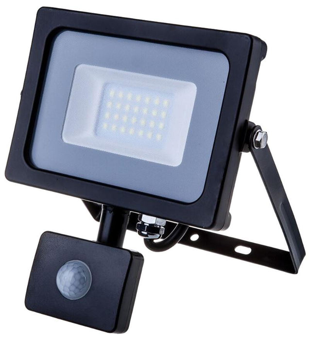 20W LED Floodlight with PIR, 4000K, 1600lm, Black, IP65