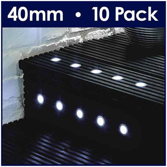 40mm LED Decking Lights, White 10 Pack