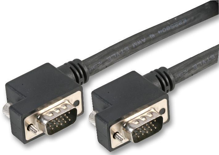 14 Pin VGA (D Sub) Lead Right 90deg to 90deg Male 1m Black