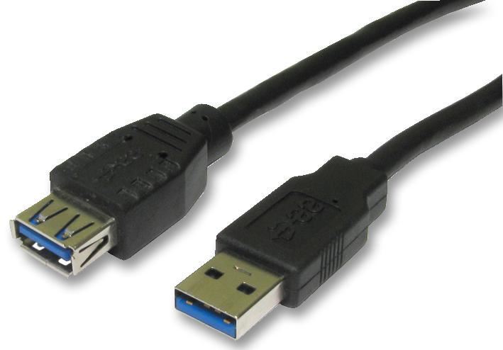 USB 3.0 A Male to A Female Lead Black