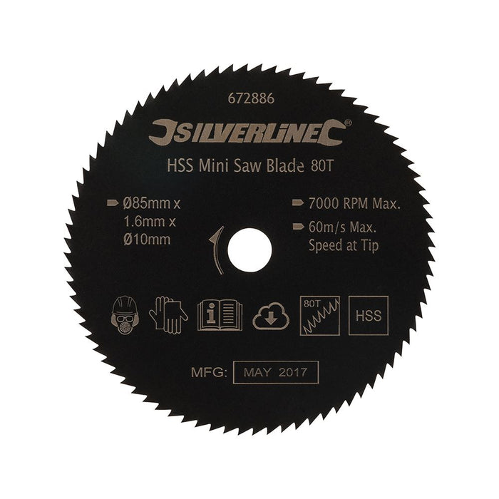 HSS Mini Saw Blade - 85mm Dia - 10mm Bore - 80T