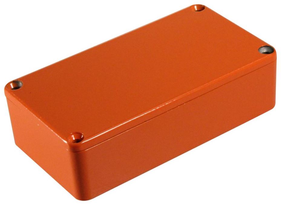 IP54 Orange Stomp Box Aluminium Instrument Enclosure - 119x94x34mm