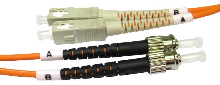 2m ST SC Duplex 50/125µm Multimode Fibre Optic Patch Lead