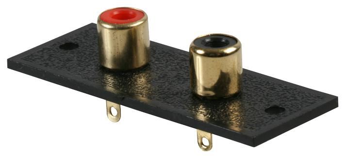 2x Phono, Chassis Plate, Red + Black, Gold