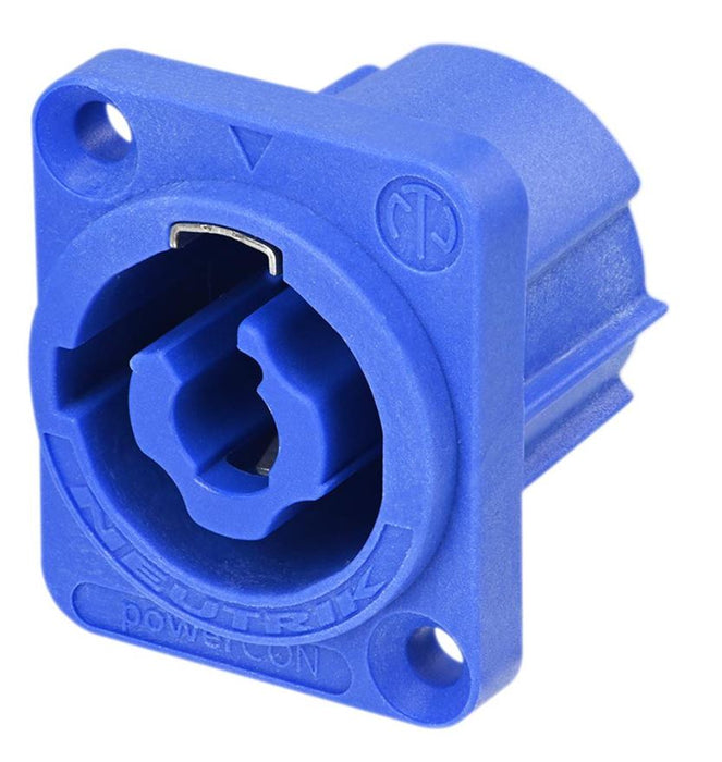 PowerCon, Power In, Blue, Chassis A Locking Connector Plug, 3 Pole, 20A, 250V AC Without Insulation Divider