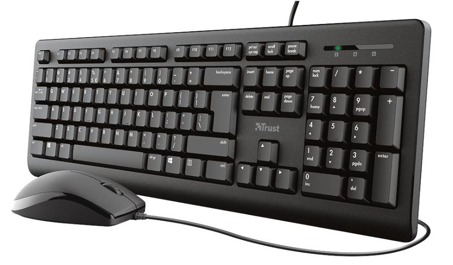 TKM-250 Wired USB Keyboard & Mouse Deskset, Black