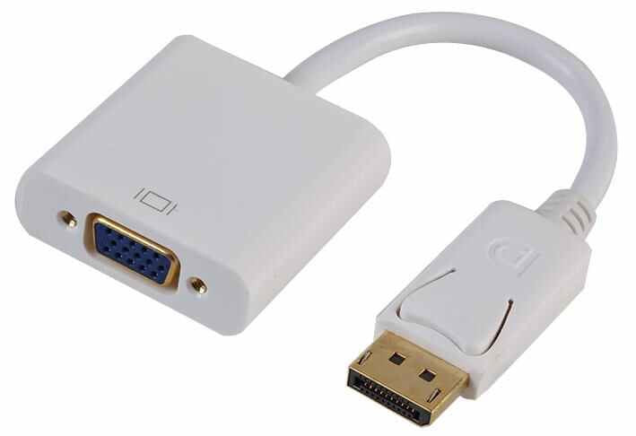 DisplayPort Male-to-VGA Female Adaptor, White