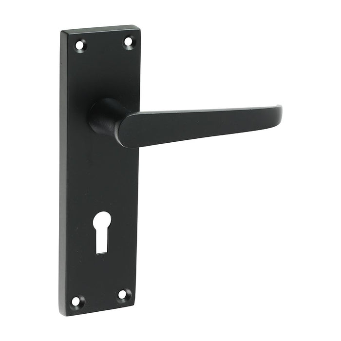 Victorian Straight Lock Handles - Matt Black (Size 152 x 43 - 2 Pieces)