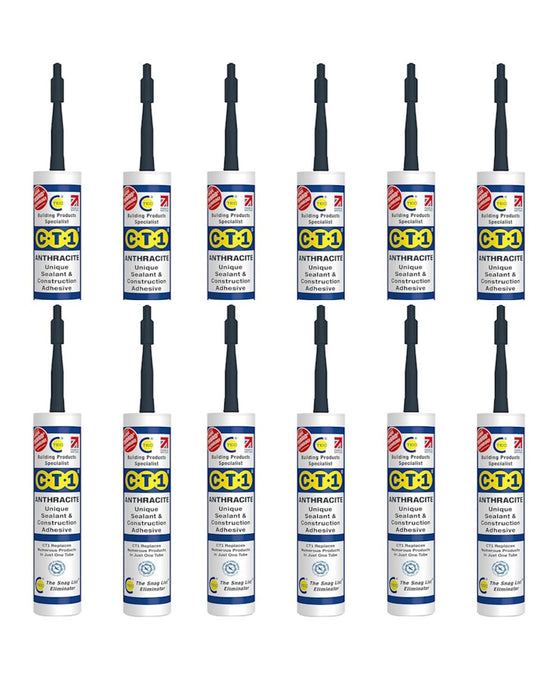 Anthracite Construction Sealant Adhesive Tube Virtually Any Material Pack 12