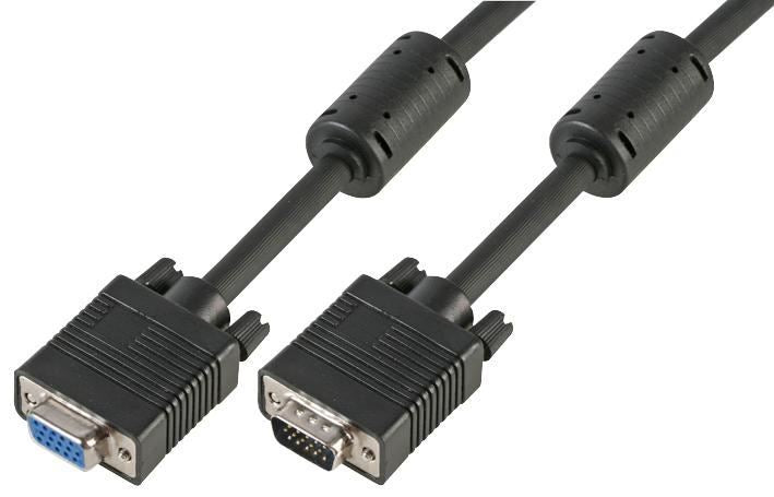 PRO SIGNAL SVGA HD15 Male to Female Monitor Lead 0.5m Black - All Pins Connected