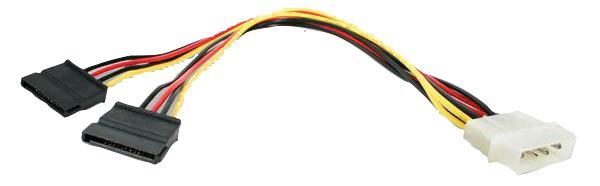 STARTECH LP4 Molex Male to Twin 15 Pin SATA Female Power Lead Non-Latching 305mm