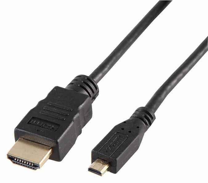 HDMI Lead A Male to Micro D Male Gold Plated Contacts Black