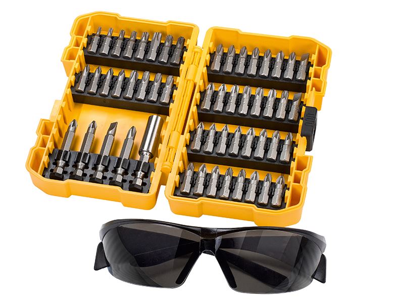 DT71540 High-Performance Screwdriving Bit Set, 53 Piece + Safety Glasses