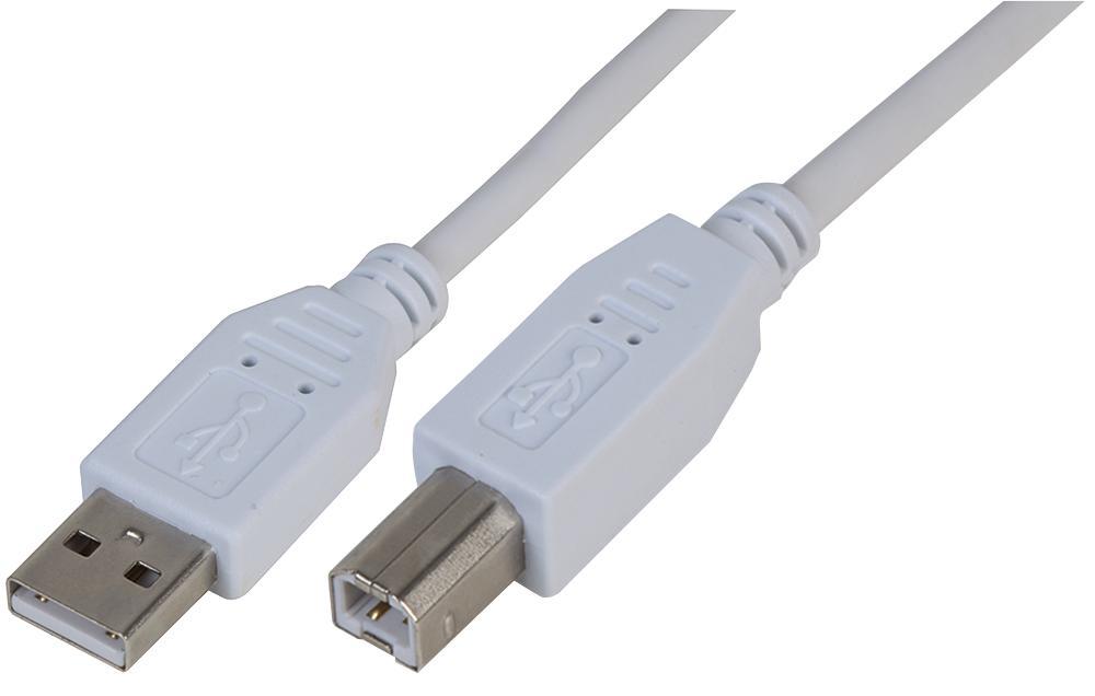 USB A Plug to USB B Plug USB 2.0 Cable, 2m White