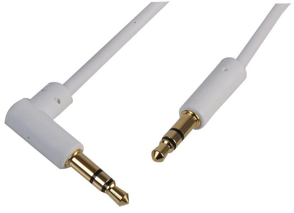 Slim 3.5mm Stereo Jack Plug to 90 Degree Jack Plug Lead