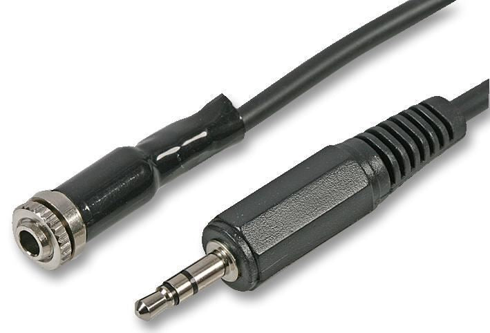 3.5mm Stereo Jack Socket to Plug Lead - Black