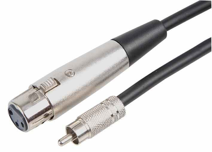 3 Pin XLR Female to Phono (RCA) Male Lead, 3m Black