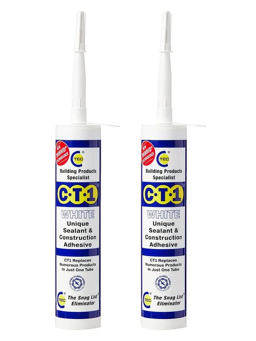 White - Building Sealant & Adhesive Snag Tube for Virtually Any Material (2 Pack)