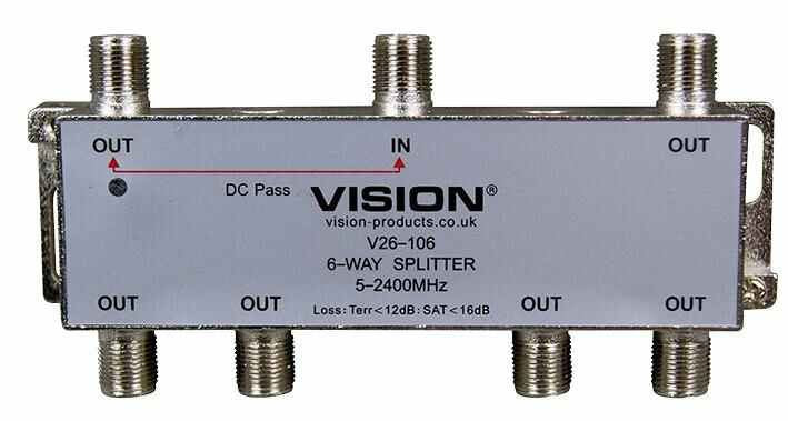 6 Way Splitter DC Pass 5 2400MHz